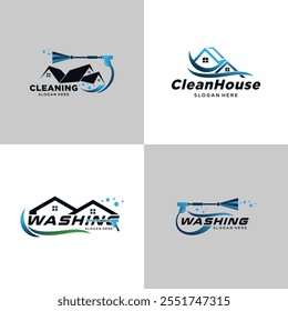 Set Of House Cleaning Services company logo, emblem. Vector illustration