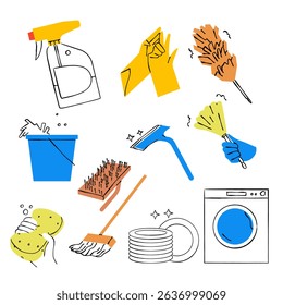 Set of House Cleaning Tools Illustration