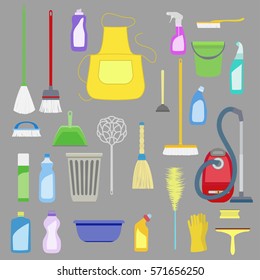 set of house cleaning tools. vector