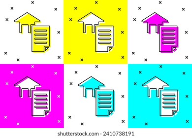 Set House contract icon isolated on color background. Contract creation service, document formation, application form composition.  Vector