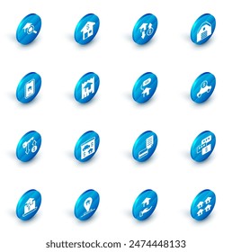 Set House with dollar, Garage, Online real estate, Rent key, Car rental and  icon. Vector