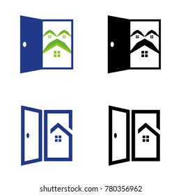 A set of house and door icons