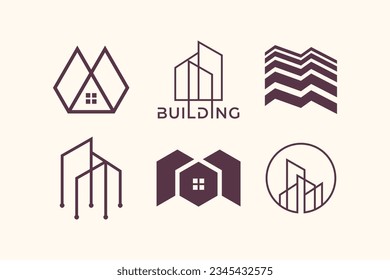 Set of House element logo design icon vector with creative idea