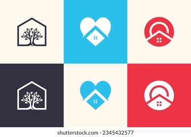Set of House element logo design icon vector with creative idea