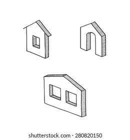 a set of house facade, tracing Image