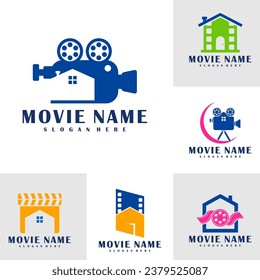 Set of House Film logo design concept vector. Cinema illustration design