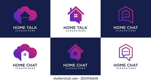 set of House Home Chat Logo Vector Logos Icon Design