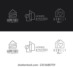 Set of House home geometric logo icon design template vector