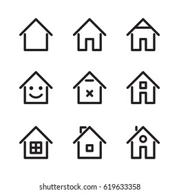 Set of house and home icon. Vector outline Illustration.