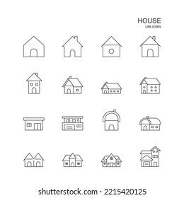 Set of house or home vector icon on white background.