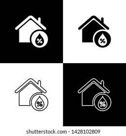 Set House humidity icon isolated icons isolated on black and white background. Weather and meteorology, thermometer symbol. Vector Illustration