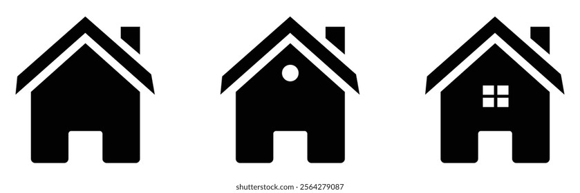 Set of house icon. Home icon collection. Home button icons set. Home page icons. Simple house symbols. Building icons. Web home icon for apps and websites, House icon, house sign, building, lodging.