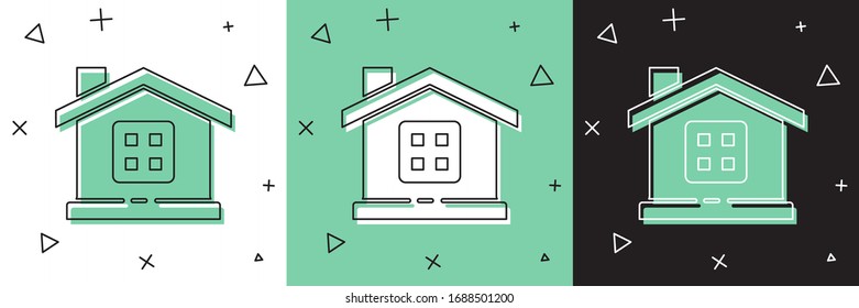 Icono de Set House aislado en fondo blanco y verde, negro. Símbolo del hogar. Ilustración vectorial