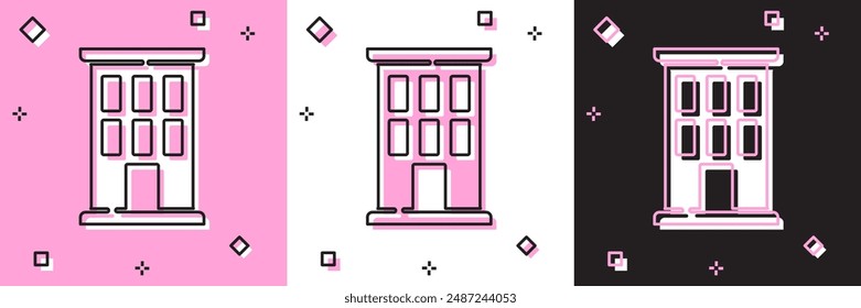 Set House icon isolated on pink and white, black background. Home symbol.  Vector