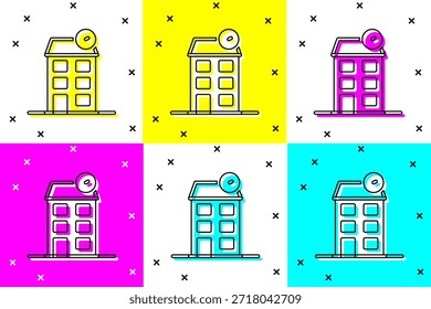 Symbol "Haus" einzeln auf farbigem Hintergrund festlegen. Startsymbol.  Vektorgrafik