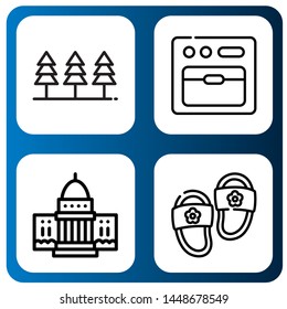 Set of house icons such as Forest, Oven, White house, Slippers , house