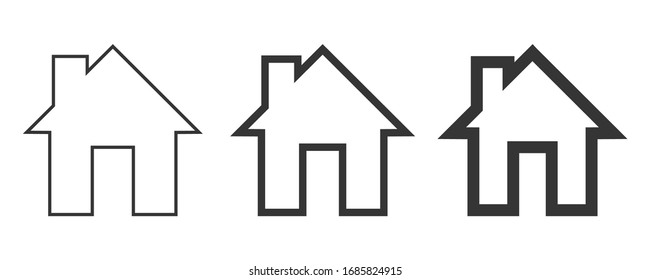 Set of House icons - vector. Black home icons. Building icon in flat style, isolated.