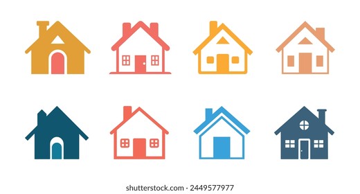 Set of House icons. Vector illustration in flat style