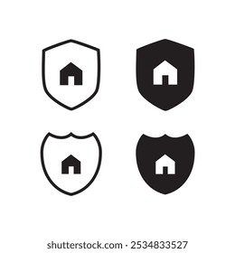Set of house insurance icon vector. house protection sign and symbol