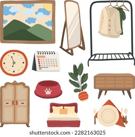 Set of House Items Cute Hand Drawn Illustration