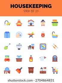 set of House Keeping flat icons for logo and web. Vector illustration 