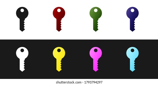 Set House key icon isolated on black and white background. Vector