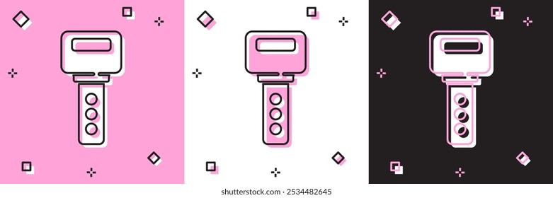 Set House key icon isolated on pink and white, black background.  Vector