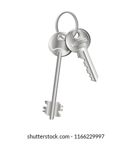 Set of house keys on ring, concept of selling purchase of real estate, rental of property