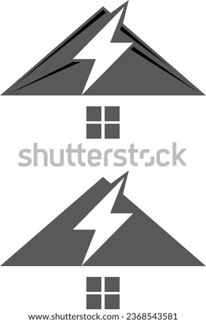 a set of house and lightning bolt icons