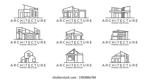 set of house line icon. Building architecture vector illustration design