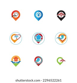 set of  House location logo and symbol vector illustration design template on gray background