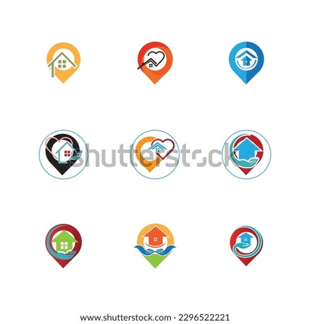 set of  House location logo and symbol vector illustration design template on gray background