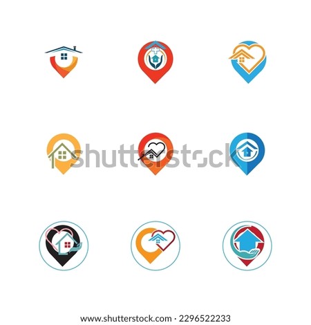 set of  House location logo and symbol vector illustration design template on gray background