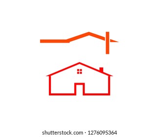 Set of House logo design in creative line style