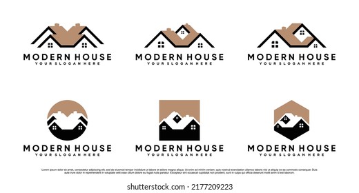 Set of house logo design inspiration with creative modern concept Premium Vector