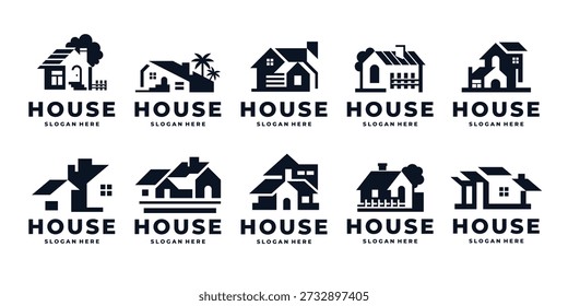 Conjunto de diseño de logotipo de la casa. silueta Residencial Casa Subdivisión Logos inspiración.