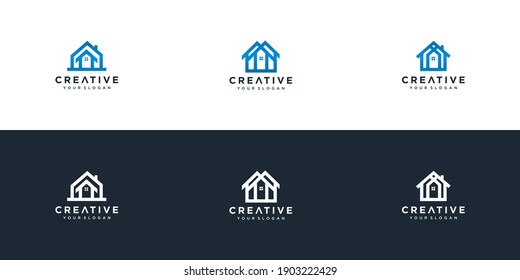 set of house logo design template