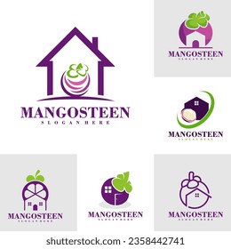 Conjunto de plantillas de diseño de logotipo de House Mangosteen. Ilustración vectorial del logotipo de Mangosteen creativo.