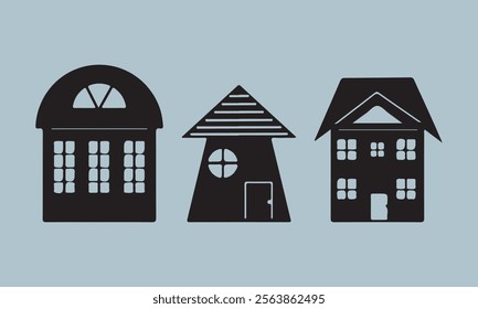 Set of house on white background, vector illustration stock illustration