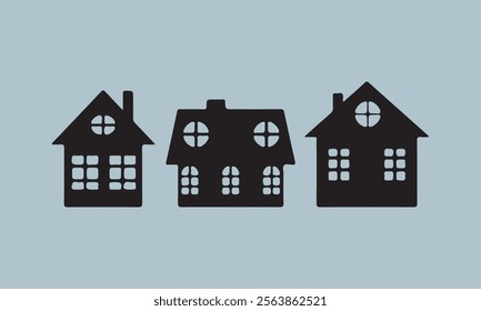 Set of house on white background, vector illustration stock illustration
