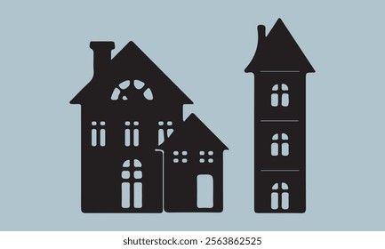 Set of house on white background, vector illustration stock illustration