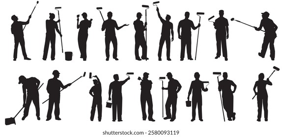 set of house painter silhouette