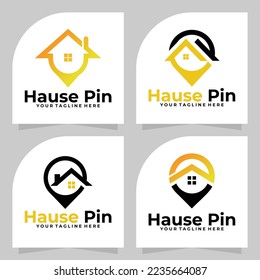 set of house pin logo vector design template