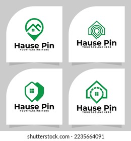 set of house pin logo vector design template