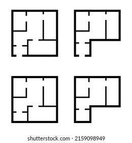 Set of House plan icon, architecture sketch graphic design, home construction project vector illustration .