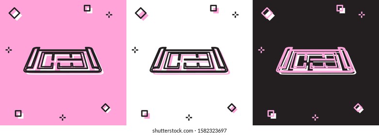 Set House plan icon isolated on pink and white, black background.  Vector Illustration
