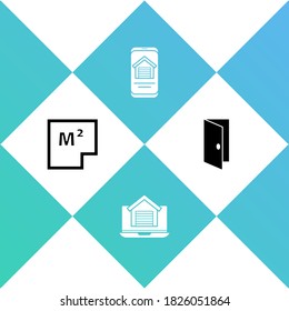 Set House plan, Online real estate house, and Closed door icon. Vector.