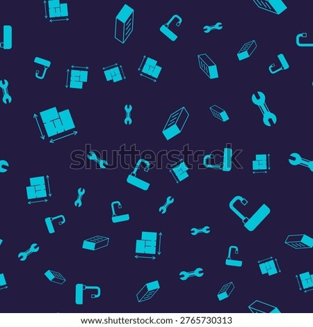 Set House plan, Wrench spanner, Brick and Washbasin on seamless pattern. Vector