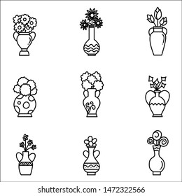 Set of house plant in pots. Sketch style vector illustration.