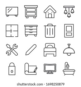 Set of house related vector line icons. Premium linear symbols pack. Vector illustration isolated on a white background. Web symbols for web sites and mobile app. Trendy design. 